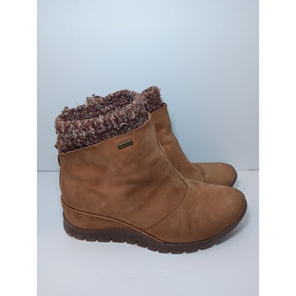 Bionica Ocava Brown Leather Ankle Bootie Boots Sweater Lined Womens 7.5-8 - Picture 2 of 5
